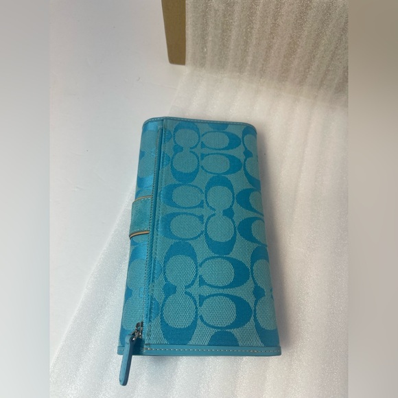 Coach Teal Signature Women's Wallet - Picture 4 of 16